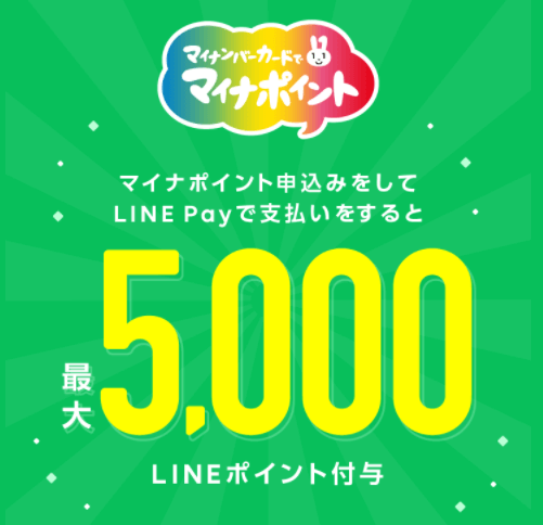 LINE Payでマイナポイント！最大5,000円分pt