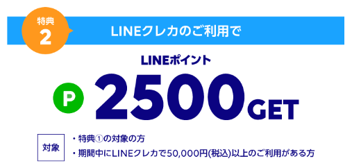 LINEクレカ GO！GO！サマーキャンペーン特典2（2,500ポイント）