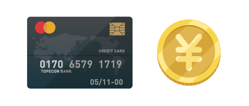 クレジットカードと円（￥）のコイン