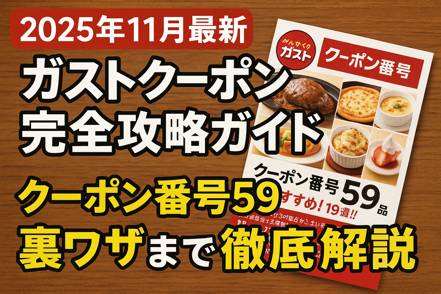 【2025年11月最新】ガストクーポン完全攻略ガイド｜クーポン番号59品から裏ワザまで徹底解説