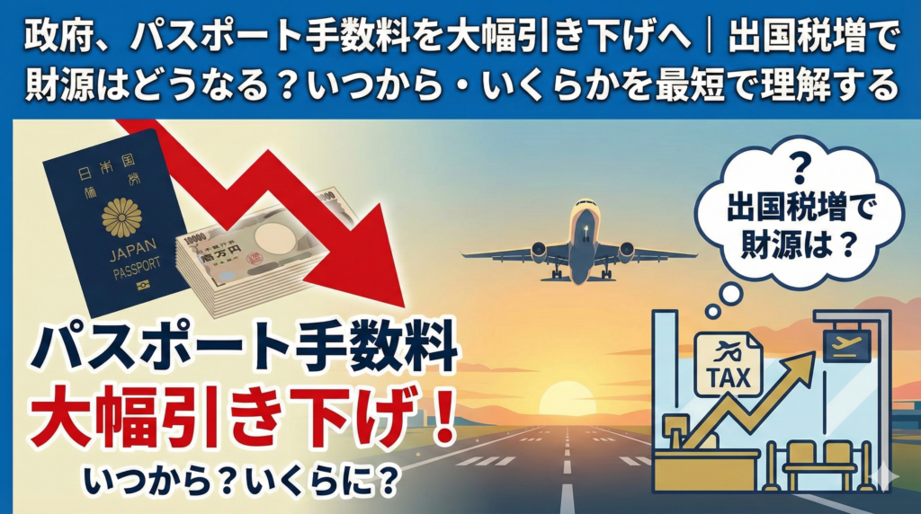 政府、パスポート手数料を大幅引き下げへ｜出国税増で財源はどうなる？いつから・いくらかを最短で理解する