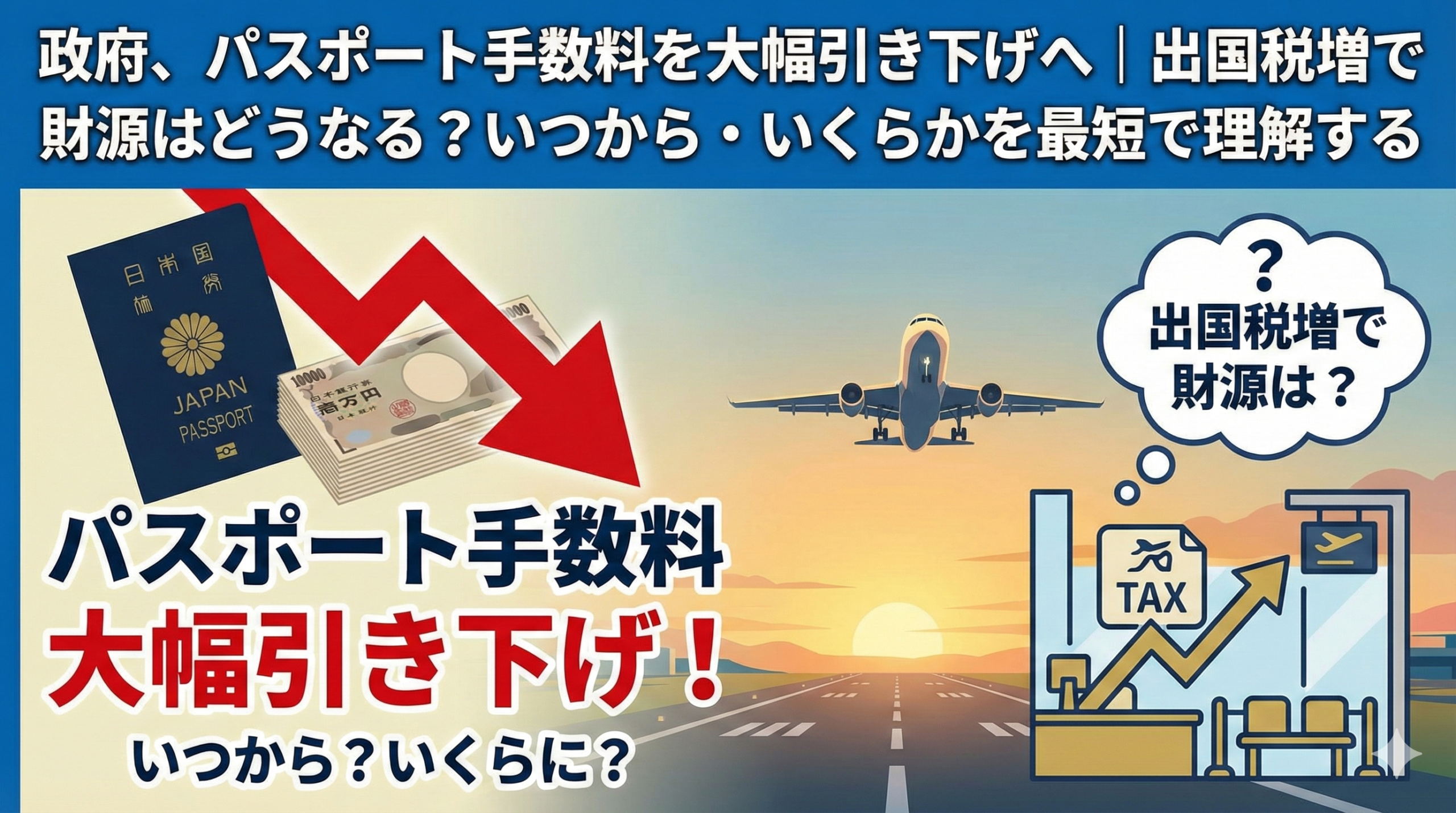 政府、パスポート手数料を大幅引き下げへ｜出国税増で財源はどうなる？いつから・いくらかを最短で理解する