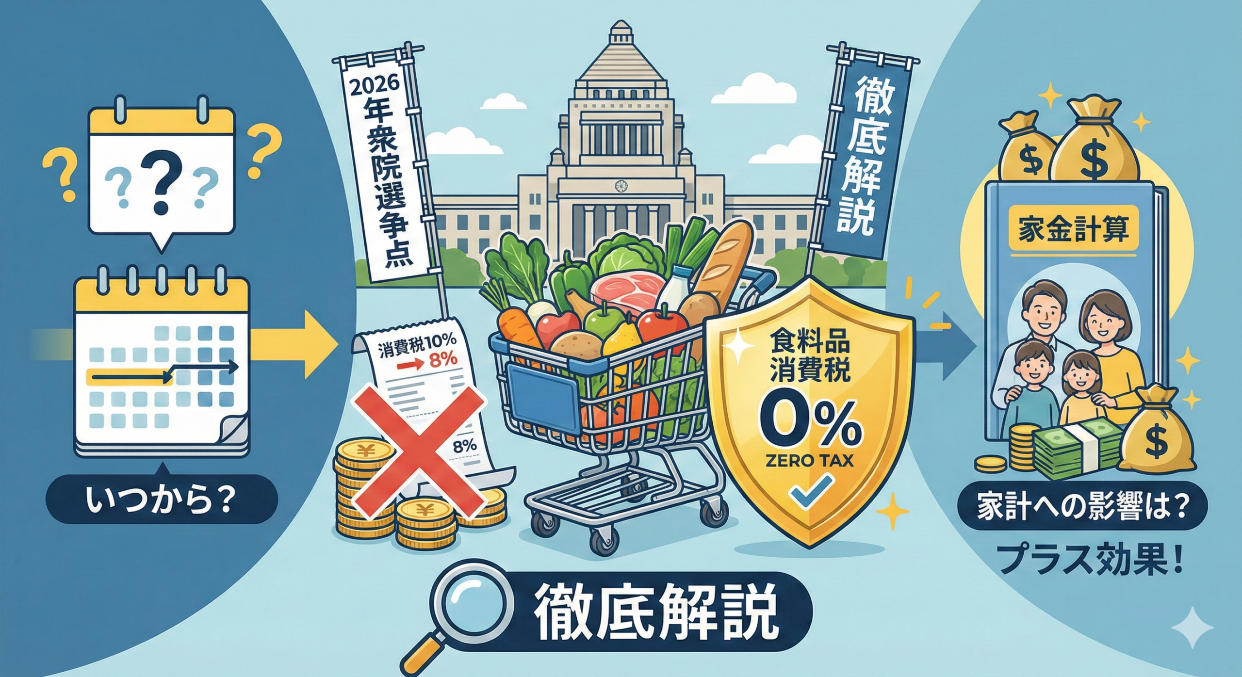食料品消費税ゼロとは？2026年衆院選の争点を徹底解説｜いつから？家計への影響は？