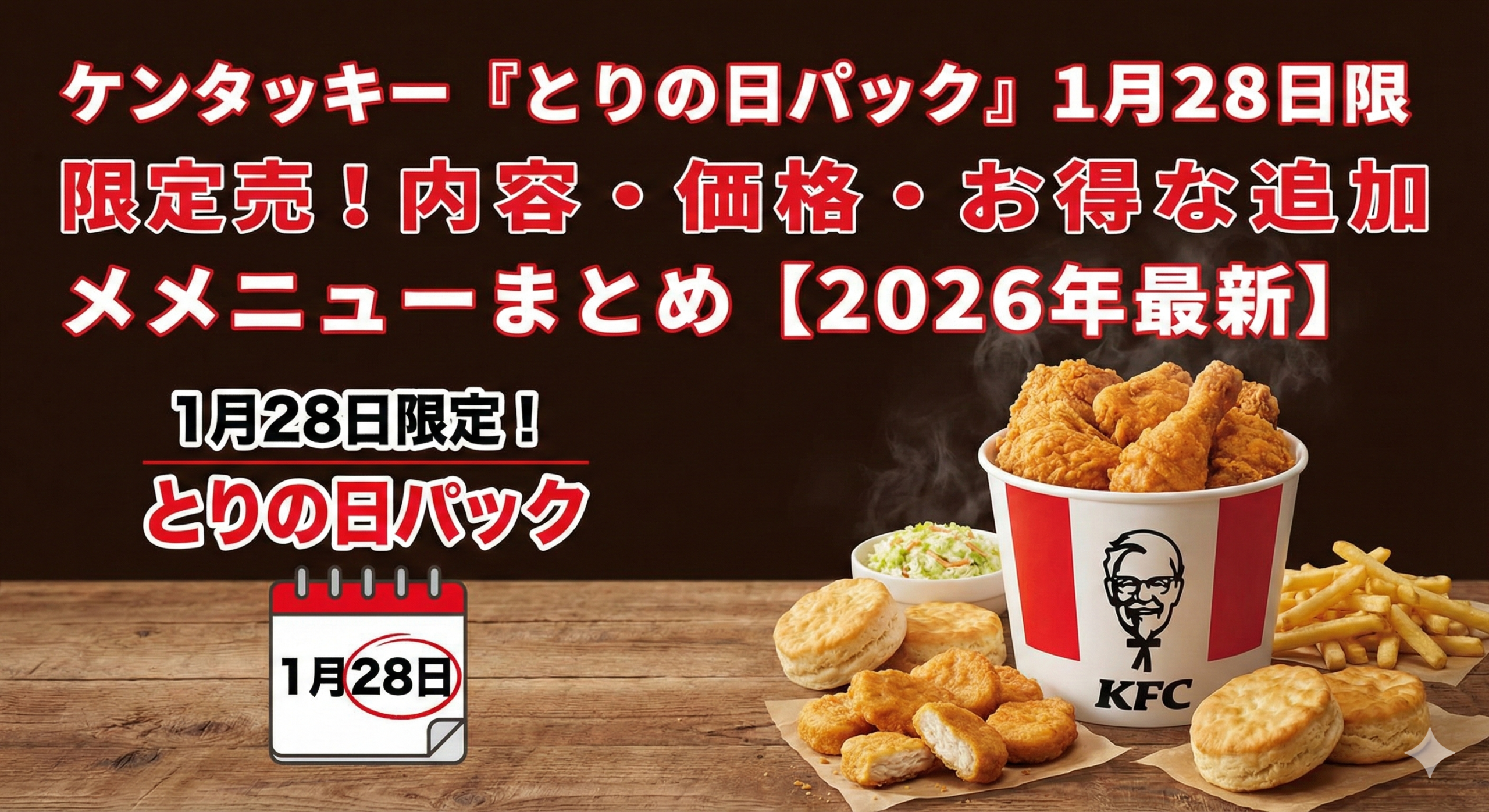 ケンタッキー「とりの日パック」1月28日限定販売！内容・価格・お得な追加メニューまとめ【2026年最新】