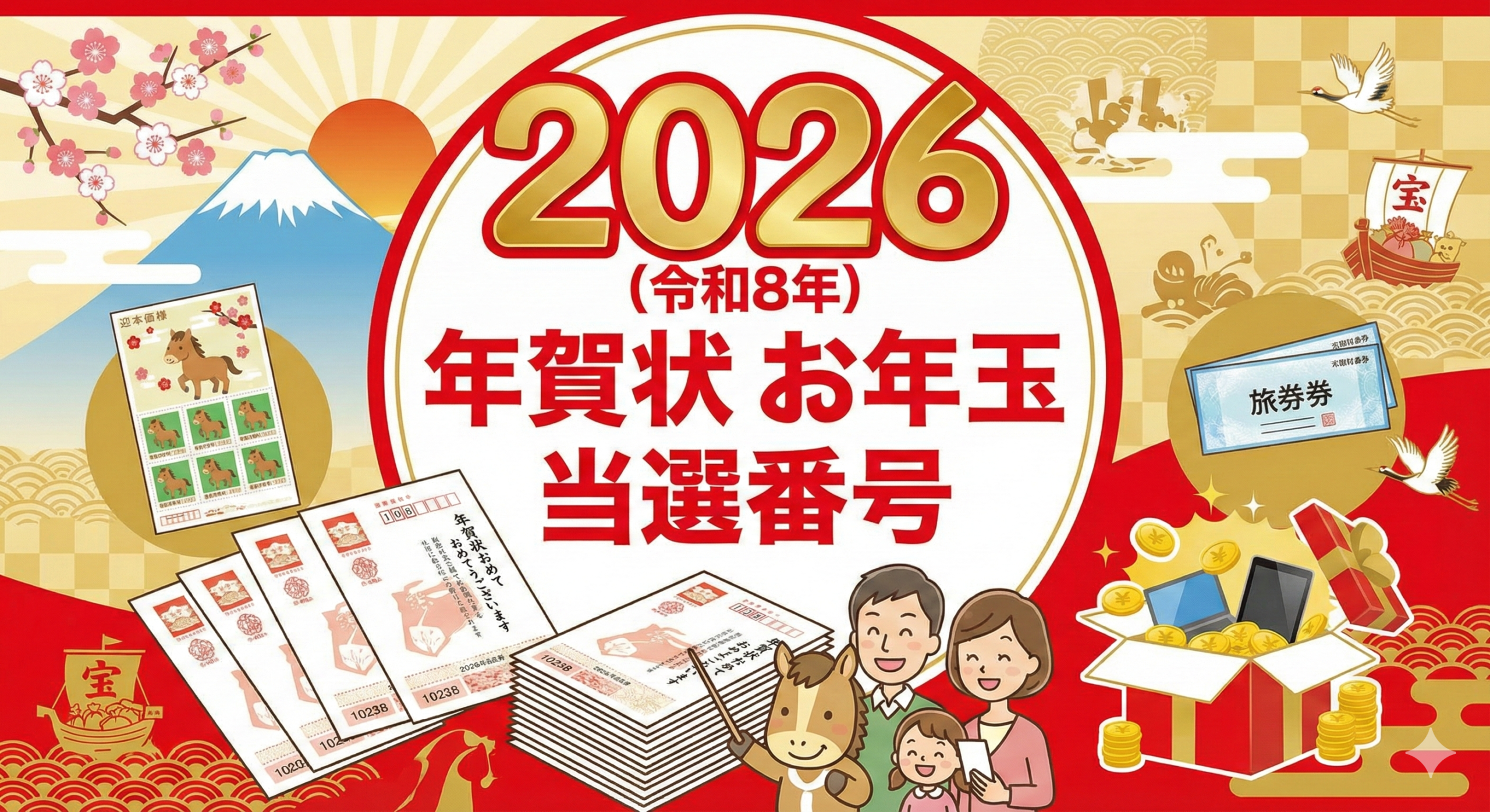 年賀状 お年玉 当選番号 2026(令和8年)|当選番号一覧・賞品・引き換え方法(最短チェック)