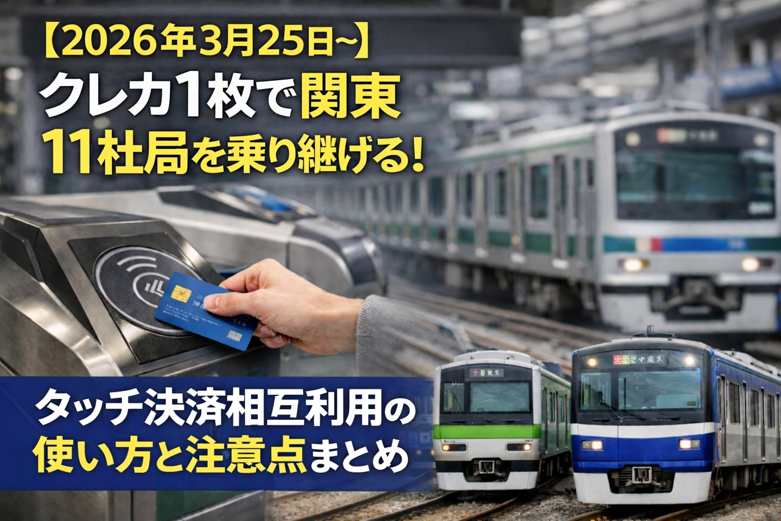 【2026年3月25日～】クレカ1枚で関東11社局を乗り継げる！タッチ決済相互利用の使い方と注意点まとめ