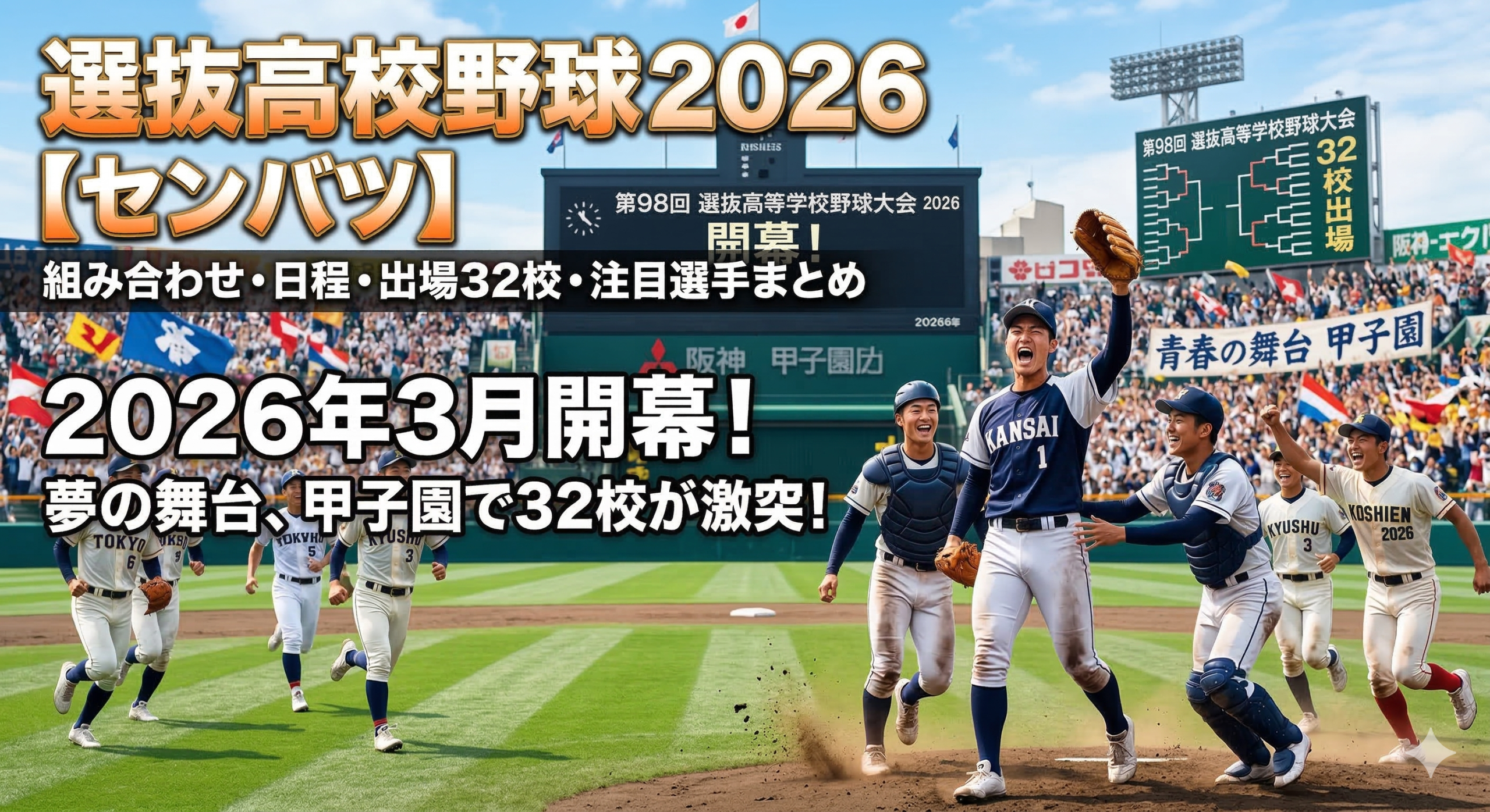 選抜高校野球2026｜組み合わせ・出場32校・日程・注目選手まとめ【センバツ】