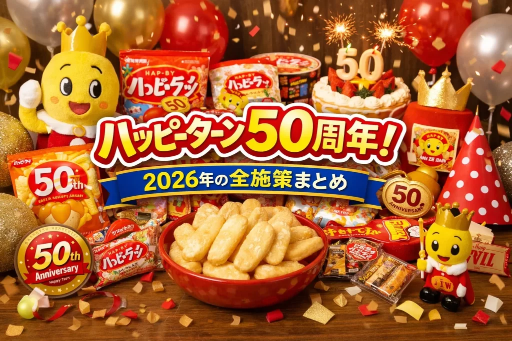 ハッピーターン50周年のアイキャッチ